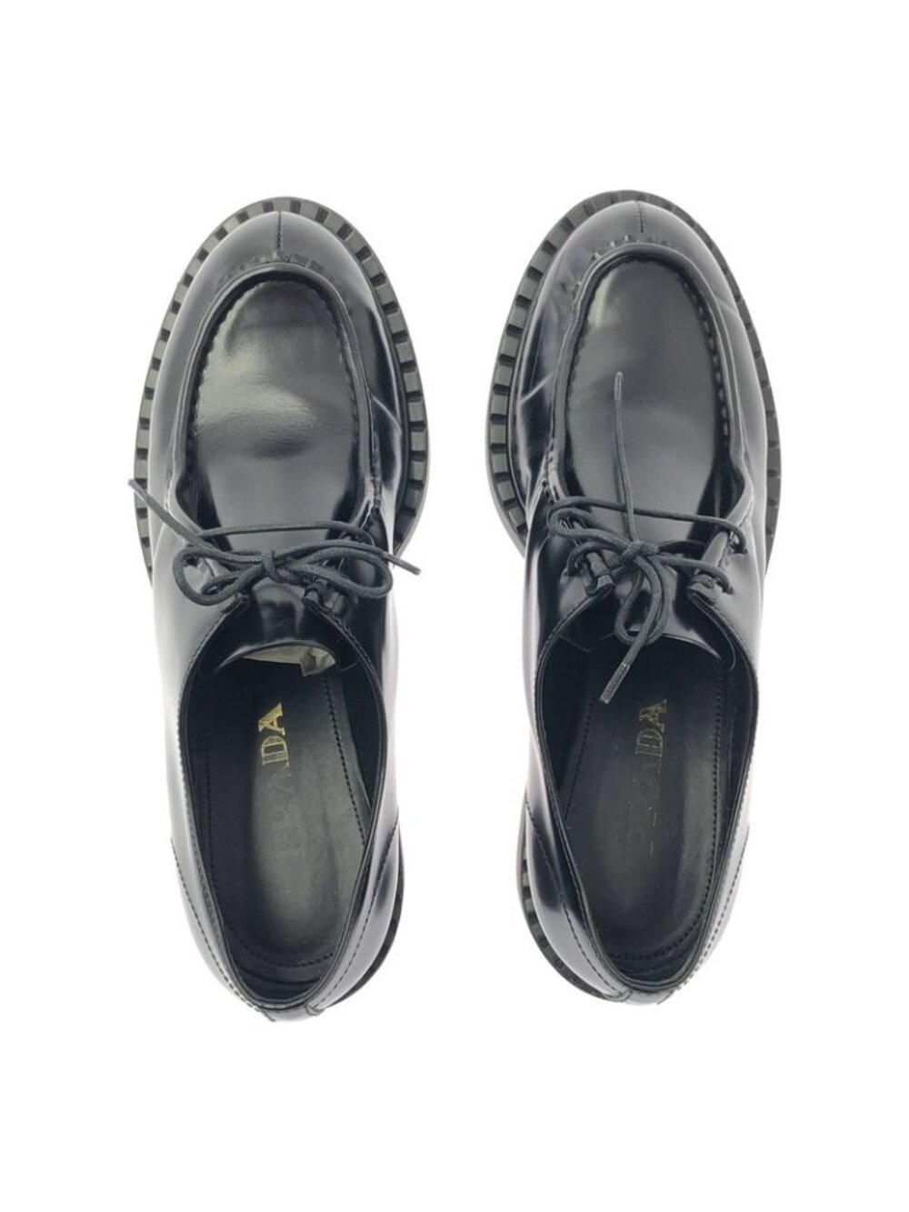Prada Brushed Leather Lace Up Loafers 40 Black - Picture 4 of 9